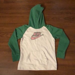 White Pink & Green Nike Swoosh Sweatshirt